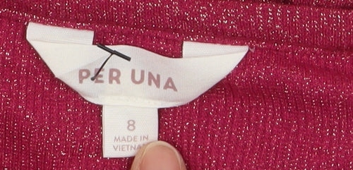 Marks and Spencer Per Una Women’s Pink Size 8 Ruched Knit Jumper