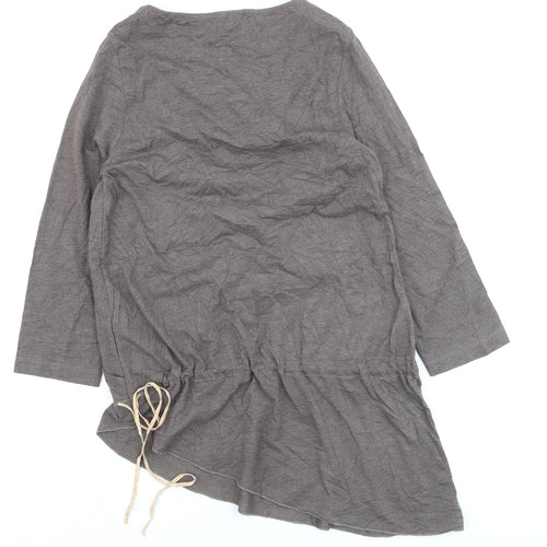 Next Women's Brown Wrap Blouse Size 8 3/4 Sleeve V-Neck Jersey Top