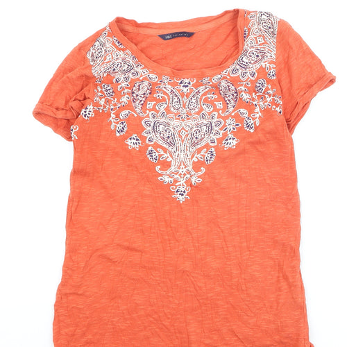 Marks and Spencer Women's Orange Embroidered T-Shirt UK 8