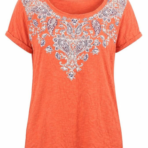 Marks and Spencer Women's Orange Embroidered T-Shirt UK 8