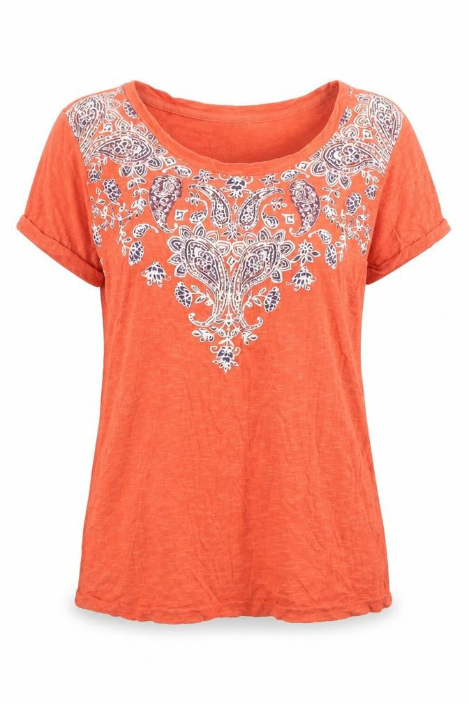 Marks and Spencer Women's Orange Embroidered T-Shirt UK 8