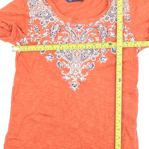 Marks and Spencer Women's Orange Embroidered T-Shirt UK 8