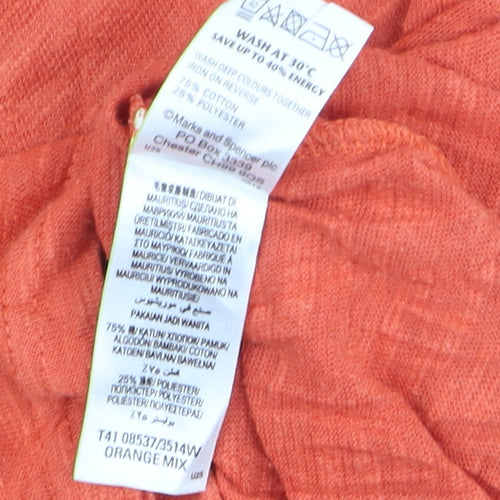 Marks and Spencer Women's Orange Embroidered T-Shirt UK 8