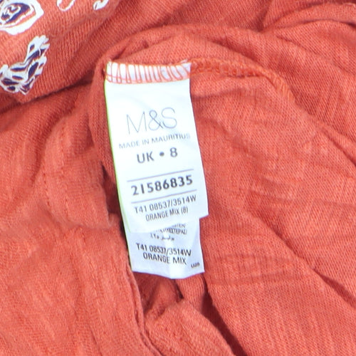Marks and Spencer Women's Orange Embroidered T-Shirt UK 8