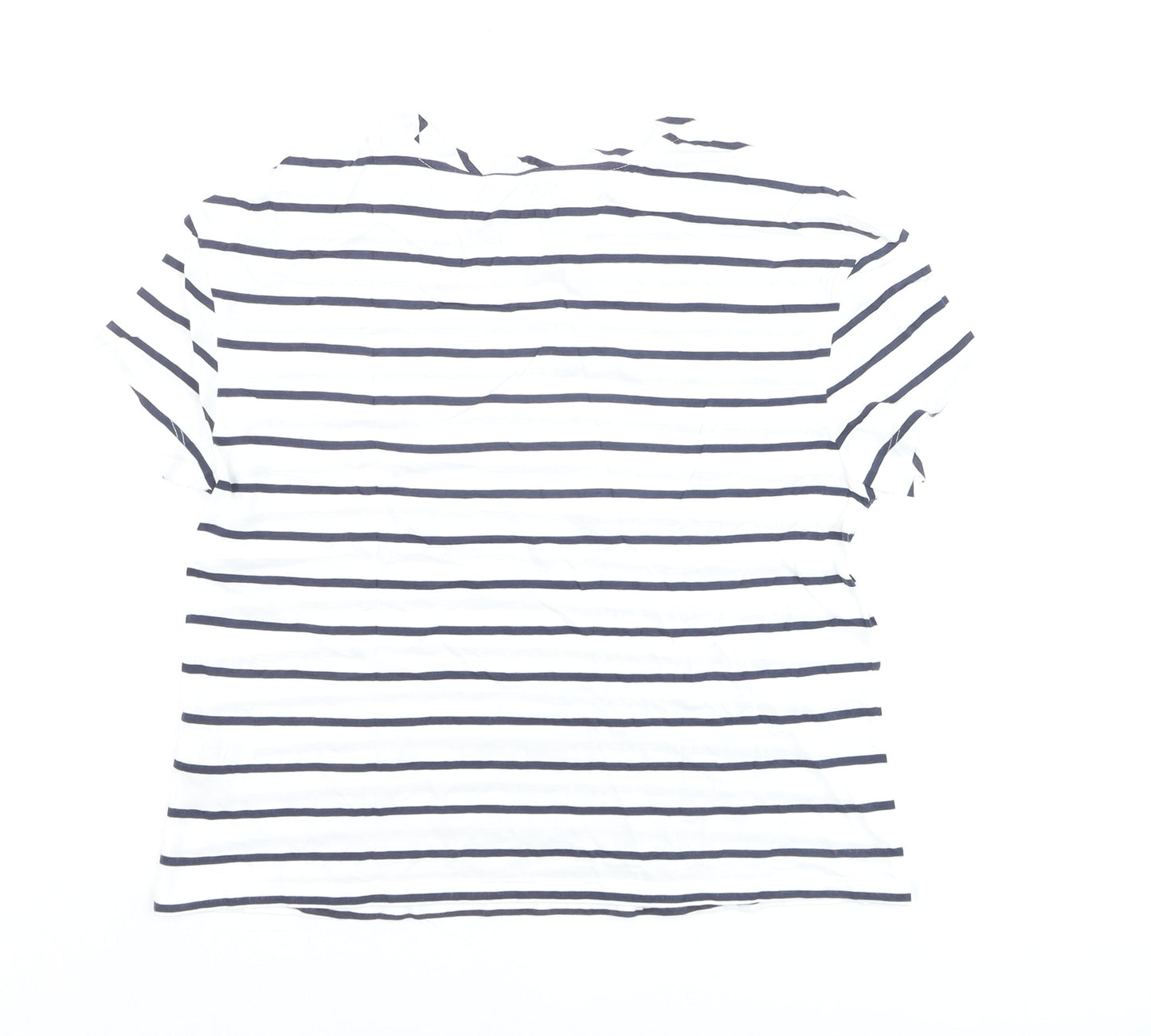 Marks and Spencer Womens White Striped Beach Print Cotton T-Shirt Size 8
