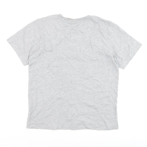 NICCE Men Grey Small Logo Crew Neck Cotton T-Shirt Size S
