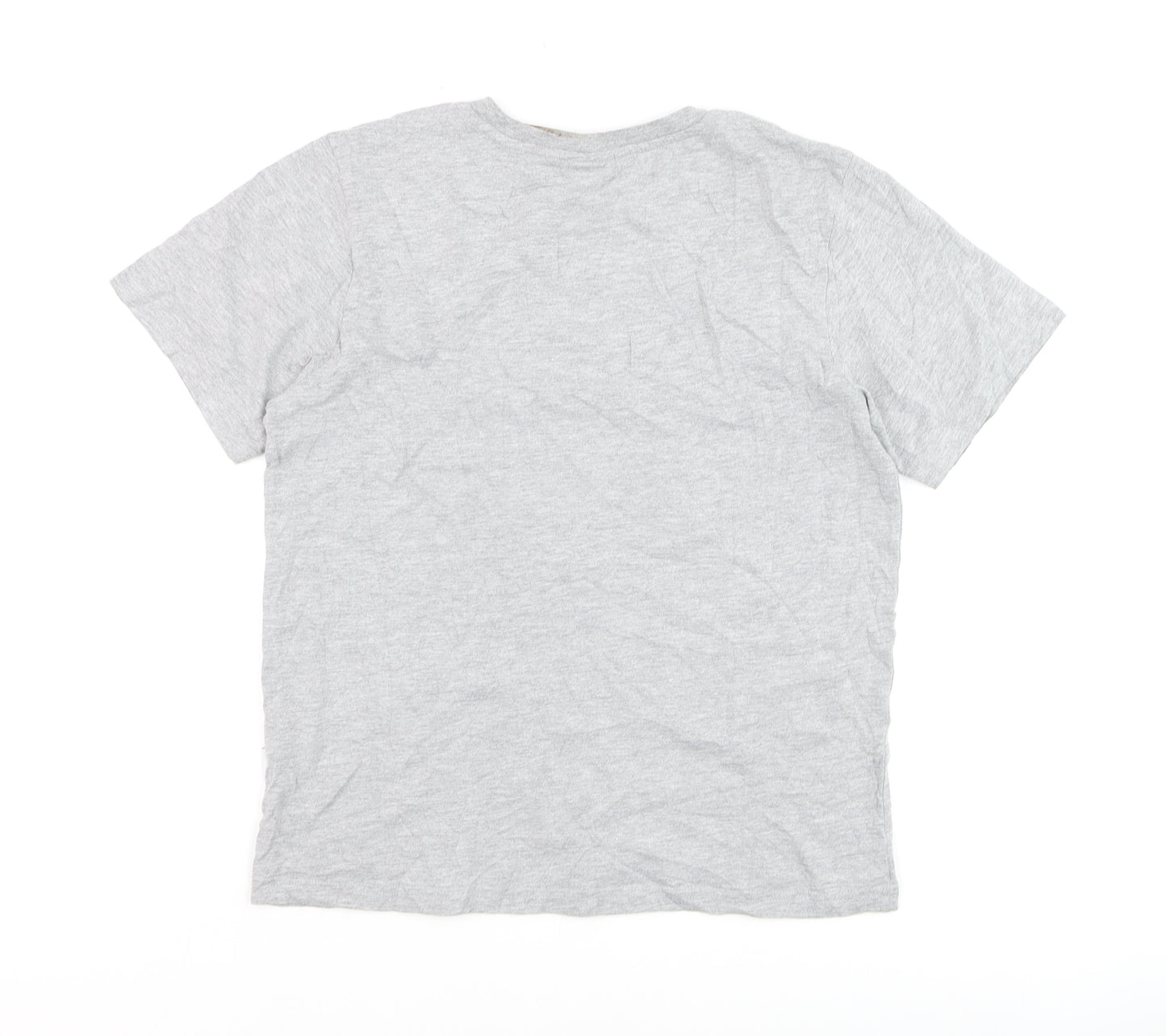 NICCE Men Grey Small Logo Crew Neck Cotton T-Shirt Size S