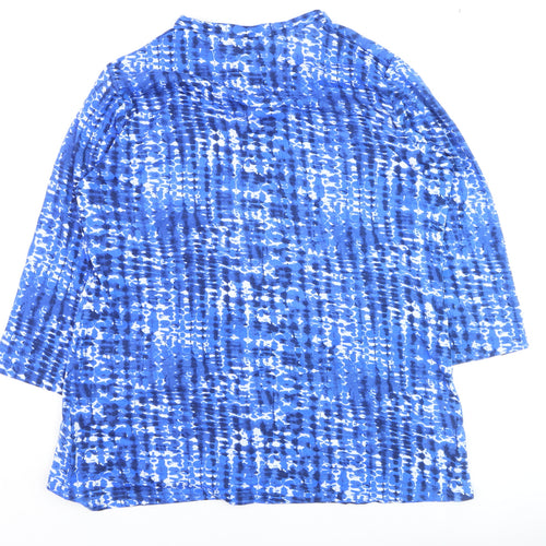 ISLE Womens Blue Geometric Tunic Blouse Size 14 Cotton Stretch