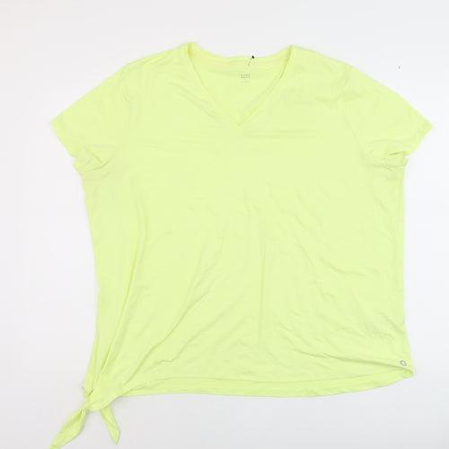 Marks and Spencer Women’s Yellow V-Neck Tie Hem T-Shirt Size 20