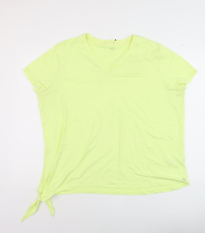 Marks and Spencer Women’s Yellow V-Neck Tie Hem T-Shirt Size 20