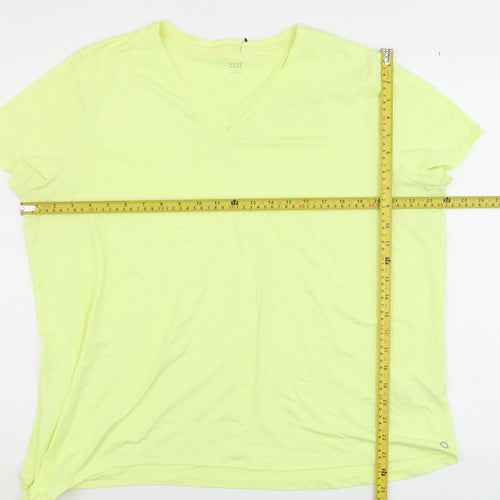 Marks and Spencer Women’s Yellow V-Neck Tie Hem T-Shirt Size 20