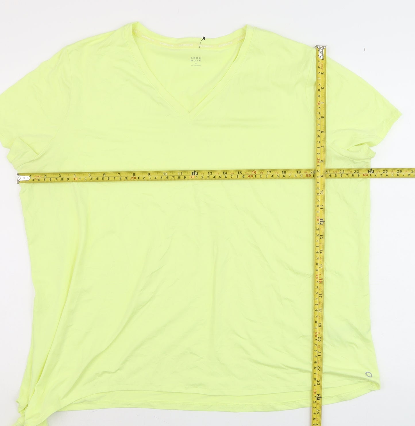 Marks and Spencer Women’s Yellow V-Neck Tie Hem T-Shirt Size 20