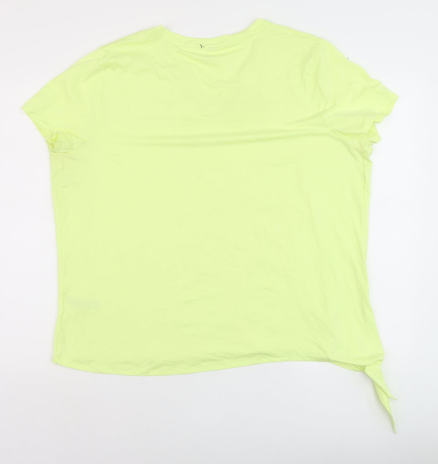 Marks and Spencer Women’s Yellow V-Neck Tie Hem T-Shirt Size 20