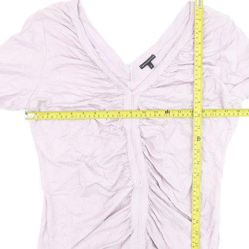Marks and Spencer Women Pink Long Sleeve Ruched V-Neck Blouse Size 18