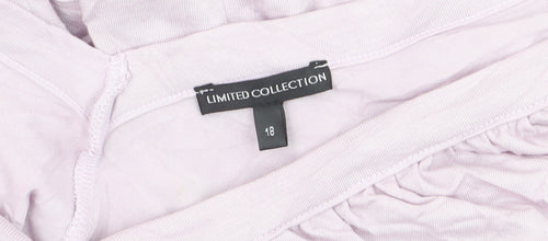 Marks and Spencer Women Pink Long Sleeve Ruched V-Neck Blouse Size 18