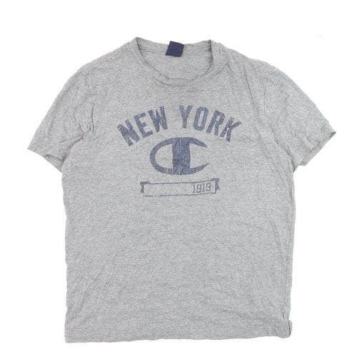 Champion Men's Grey New York 1919 Logo Graphic T-Shirt Size L