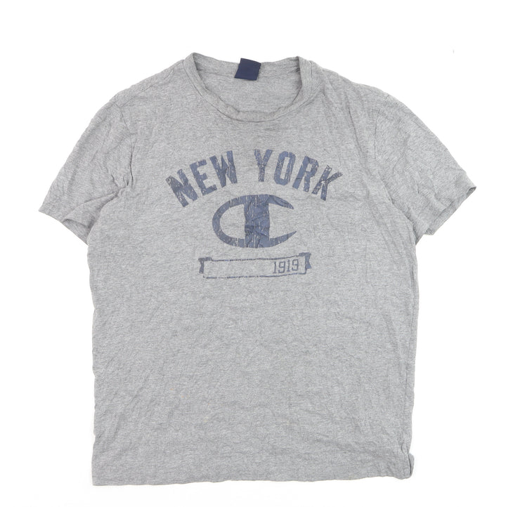 Champion Men's Grey New York 1919 Logo Graphic T-Shirt Size L