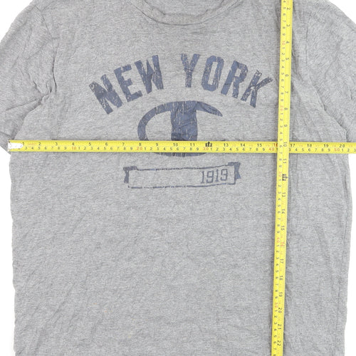 Champion Men's Grey New York 1919 Logo Graphic T-Shirt Size L