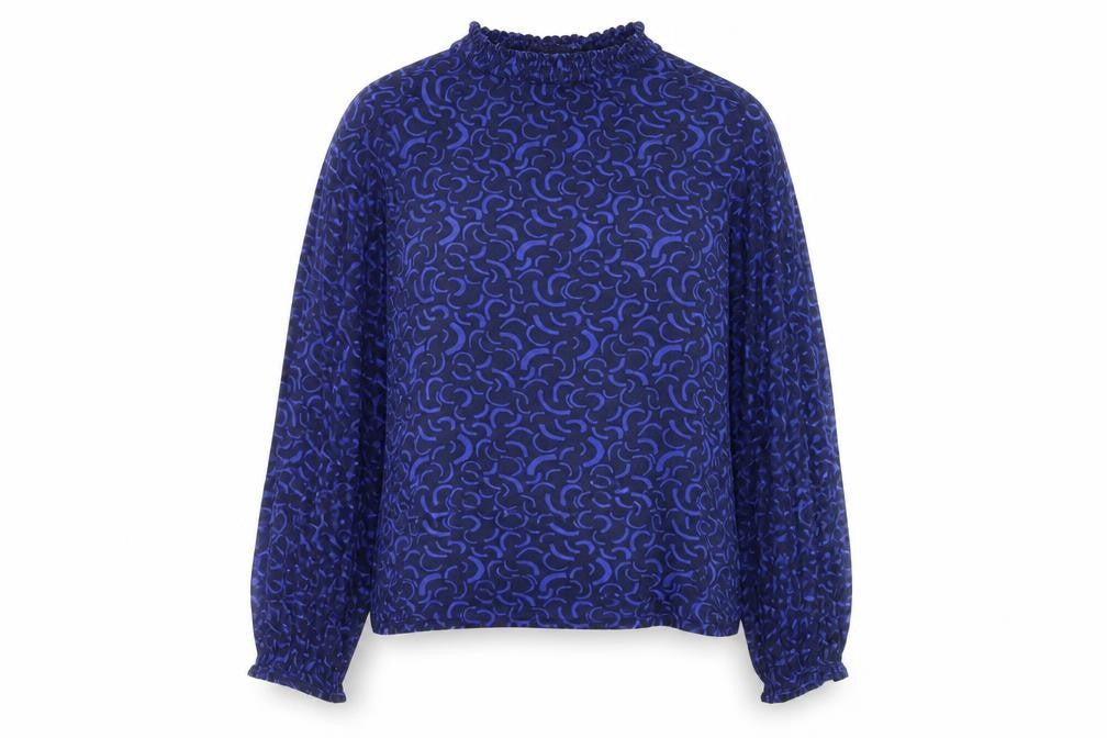Marks and Spencer Women’s Blue Geometric Long Sleeve Tunic Blouse Size 12
