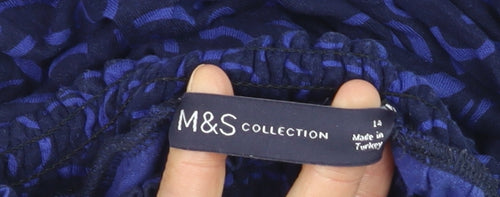 Marks and Spencer Women’s Blue Geometric Long Sleeve Tunic Blouse Size 12