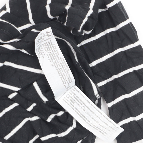 Hollister Women's Black Striped Cropped Long Sleeve T-Shirt M