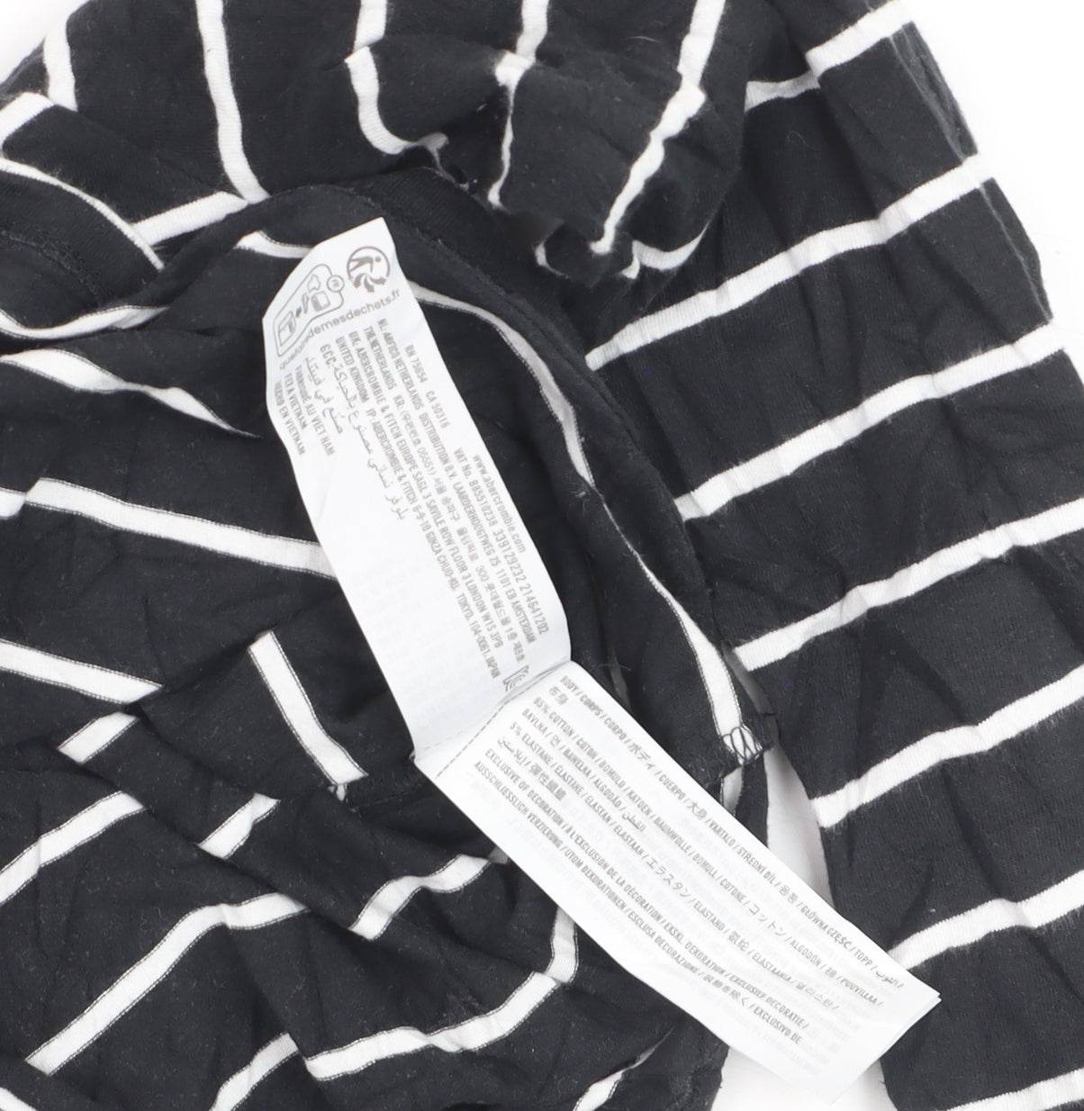 Hollister Women's Black Striped Cropped Long Sleeve T-Shirt M