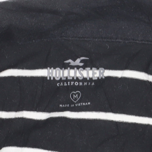 Hollister Women's Black Striped Cropped Long Sleeve T-Shirt M