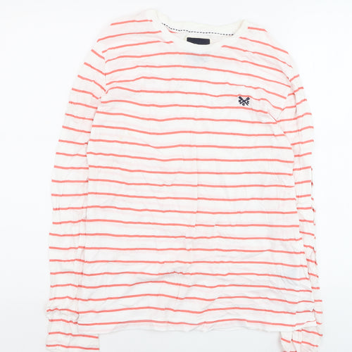 Crew Clothing Women's White Red Stripe Cotton Long Sleeve T-Shirt S