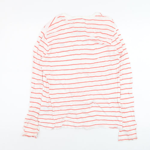 Crew Clothing Women's White Red Stripe Cotton Long Sleeve T-Shirt S