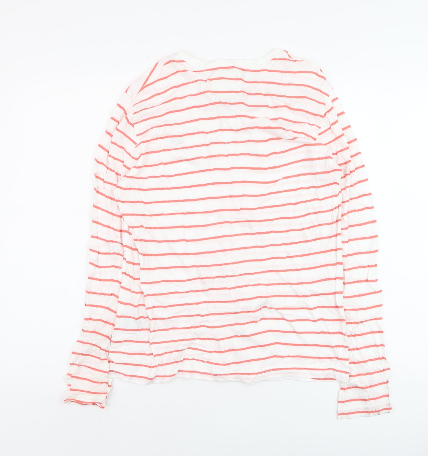 Crew Clothing Women's White Red Stripe Cotton Long Sleeve T-Shirt S