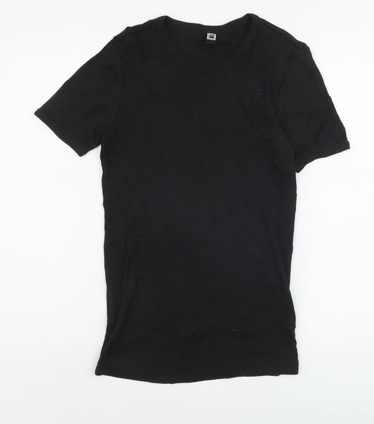 G-Star RAW Men's Black Slim Fit Cotton Crew Neck T-Shirt Size S