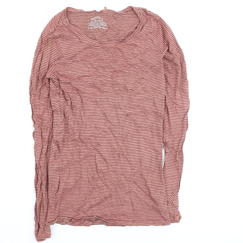 FatFace Womens Pink Striped Long Sleeve Cotton Modal T-Shirt Size 8