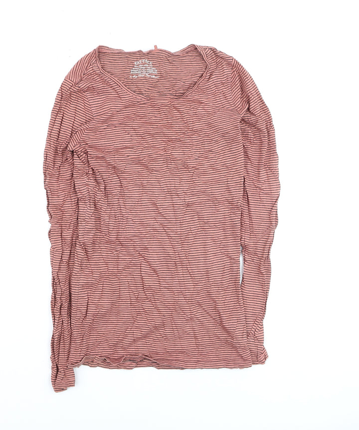 FatFace Womens Pink Striped Long Sleeve Cotton Modal T-Shirt Size 8