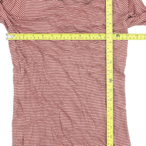 FatFace Womens Pink Striped Long Sleeve Cotton Modal T-Shirt Size 8