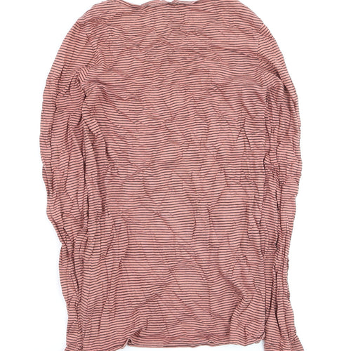 FatFace Womens Pink Striped Long Sleeve Cotton Modal T-Shirt Size 8