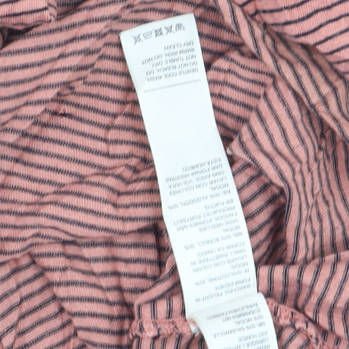FatFace Womens Pink Striped Long Sleeve Cotton Modal T-Shirt Size 8