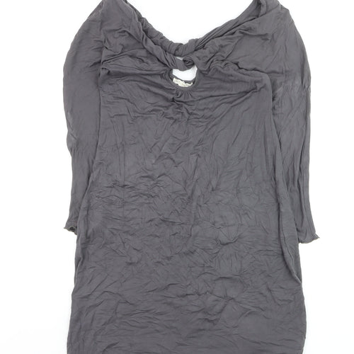 Tribe Women’s Grey Shift Dress M Long Sleeve Keyhole Jersey Rayon
