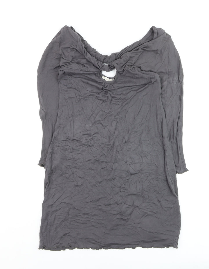 Tribe Women’s Grey Shift Dress M Long Sleeve Keyhole Jersey Rayon