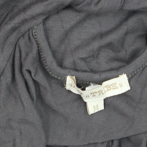 Tribe Women’s Grey Shift Dress M Long Sleeve Keyhole Jersey Rayon