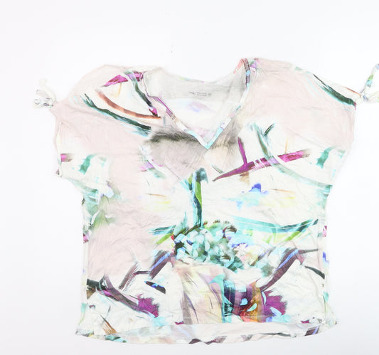Next Women’s Multicoloured V-Neck Cotton T-Shirt Size 18