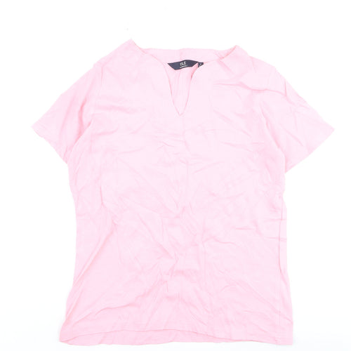 Isle Essentials Women's Pink Cotton V-Neck Short Sleeve T-Shirt Size 10-12