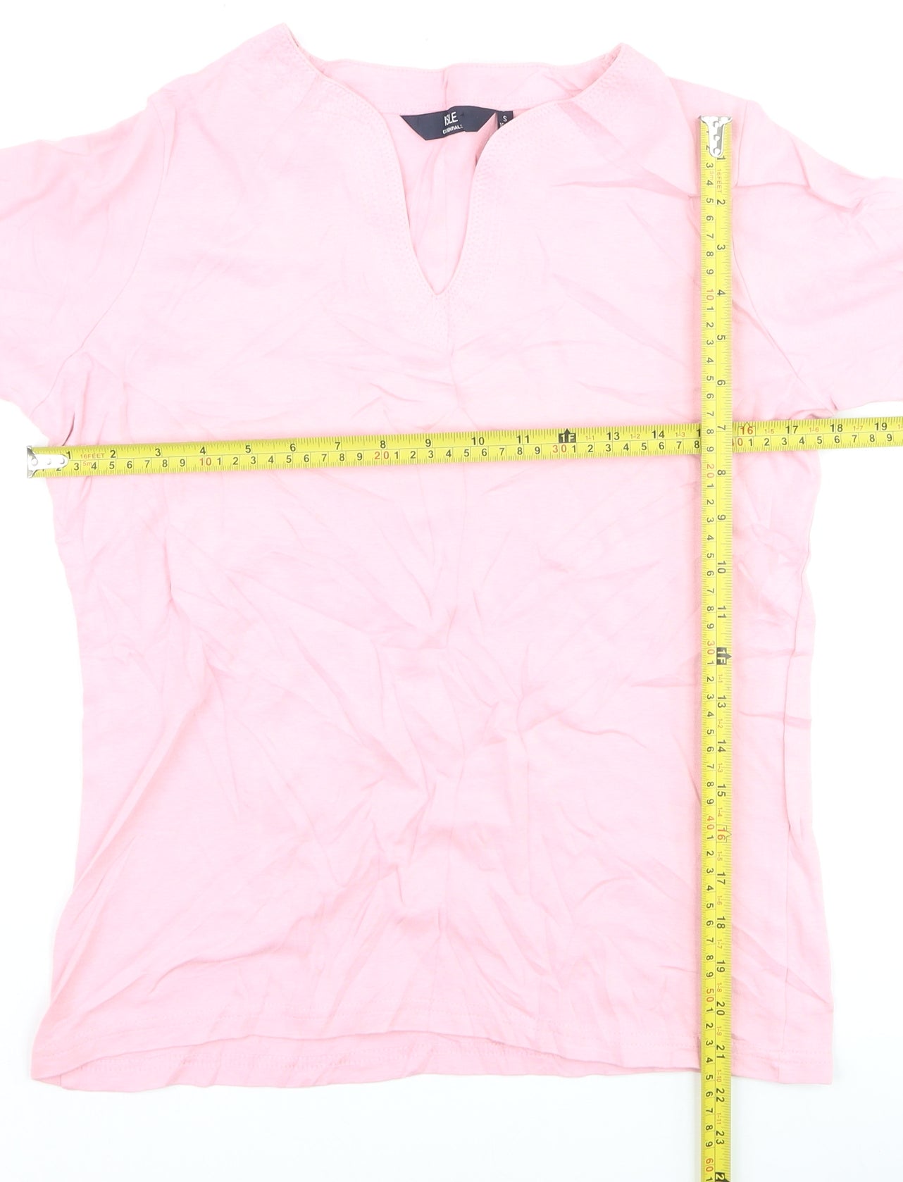 Isle Essentials Women's Pink Cotton V-Neck Short Sleeve T-Shirt Size 10-12
