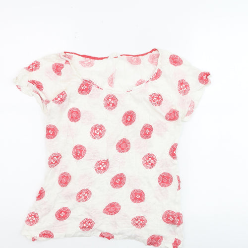 White Stuff Women's White Linen Polka Dot Blouse Size 8