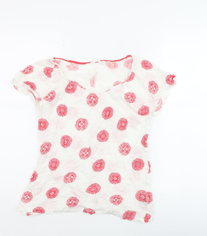White Stuff Women's White Linen Polka Dot Blouse Size 8
