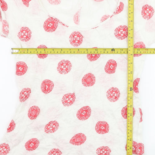 White Stuff Women's White Linen Polka Dot Blouse Size 8
