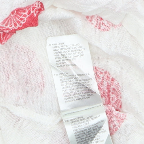 White Stuff Women's White Linen Polka Dot Blouse Size 8