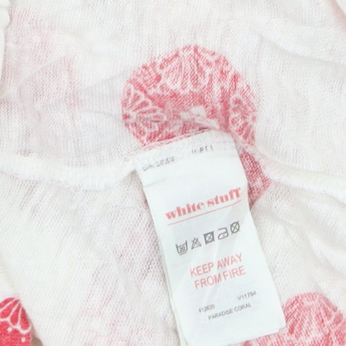 White Stuff Women's White Linen Polka Dot Blouse Size 8