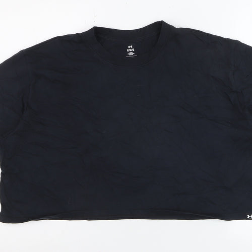 Under Armour Women Black Cropped Relaxed Fit T-Shirt L