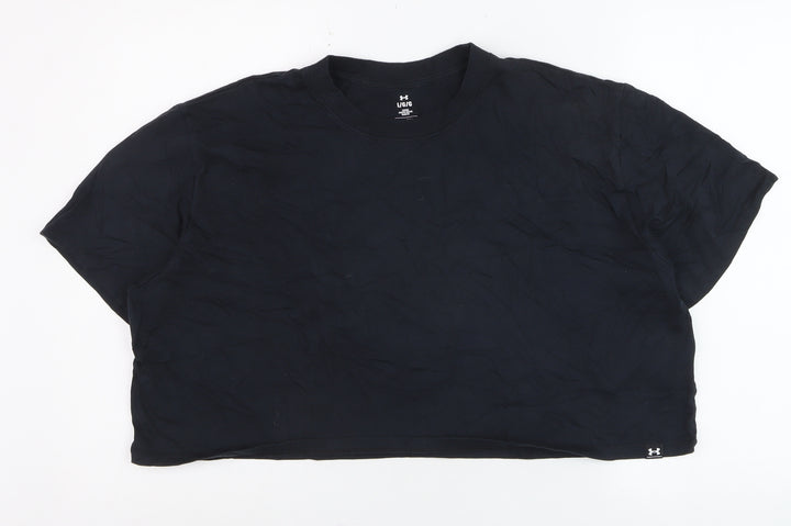 Under Armour Women Black Cropped Relaxed Fit T-Shirt L