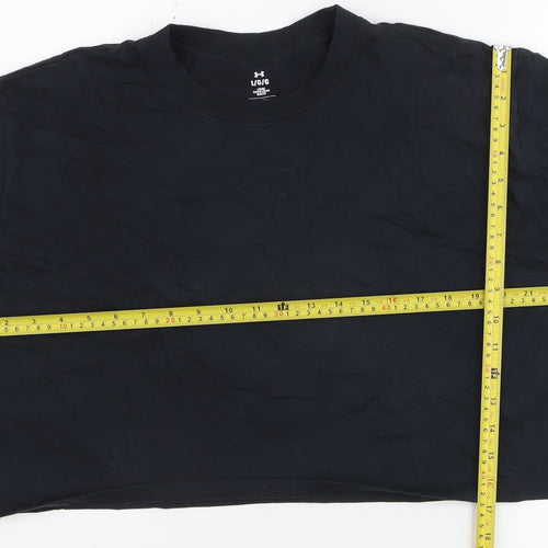 Under Armour Women Black Cropped Relaxed Fit T-Shirt L